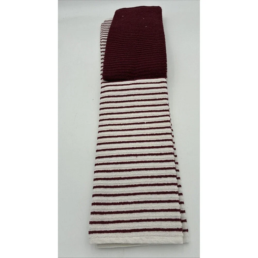 PANTRY KITCHEN TOWELS 3 pack cranberry and white 16 X 26 100% COTTON